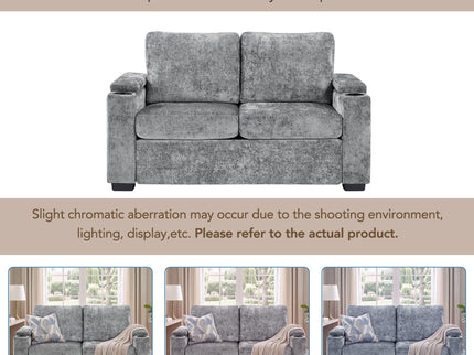 Pull Out Sofa Bed Loveseat With Twin Mattress, Cup Holders And Arm Storage