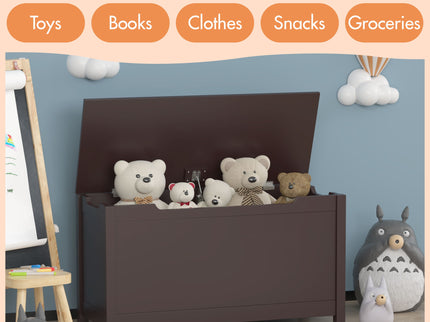 Toy Box Storage With Safety Hinged Lid