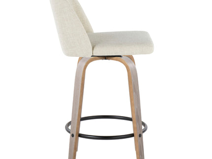 Toriano - Contemporary Fixed Height Counter Stool Swivel & Round Footrest (Set of 2)