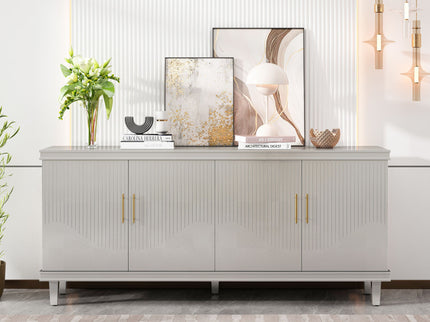 4 Door Cabinet With Adjustable Shelves, Large Storage For Living Room - Champagne