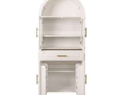 Arched Kitchen Pantry Cabinet With Adjustable Shelves & Barn Door Design