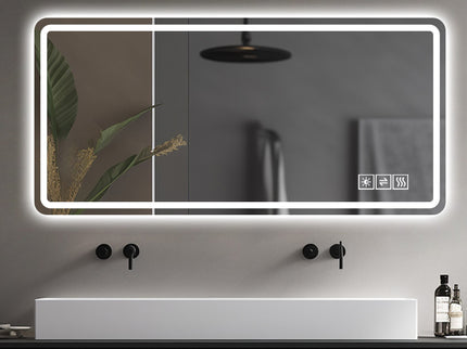 LED Bathroom Mirror, Anti Explosion Glass, Rust Resistant, Anti Fog, Tri Color