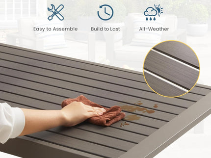 All-Weather Outdoor Coffee Table With Wood-Look Top