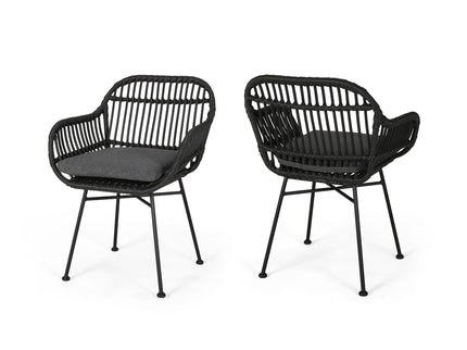 Outdoor Rattan Accent Chair With Metal Legs