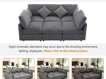 Sectional Sofa Modular U-Shaped With Ottoman & USB Ports