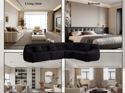 Luxury Curved Corner Sectional Sofa With 4 Pillows