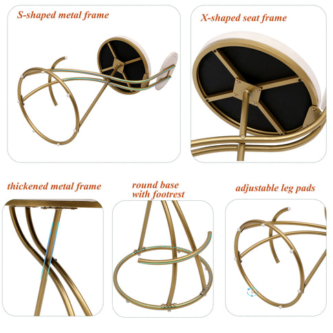 Bar Stools Upholstered Counter Height Barstools For Kitchen Island Modern Dining Chairs With Footrest (Set of 2)