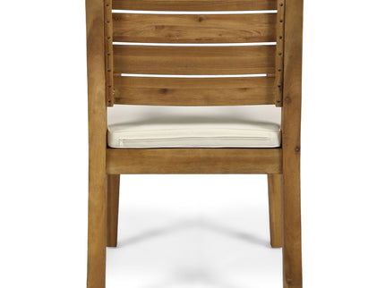 Outdoor 7 Piece Dining Set With Cushions - Sandblasted Natural / Beige