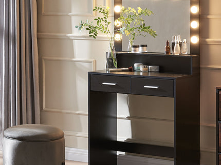 Vanity Desk With Mirror And Lights, Dressing Table With Large Drawer, 2 Level Storage Dresser & 3 Lighting Modes Adjustable Brightness, Suitable For Bedroom