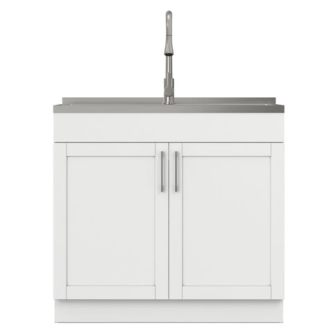 Modern Shaker All-In-One Laundry Utility Sink And Cabinet With Pull-Out Faucet