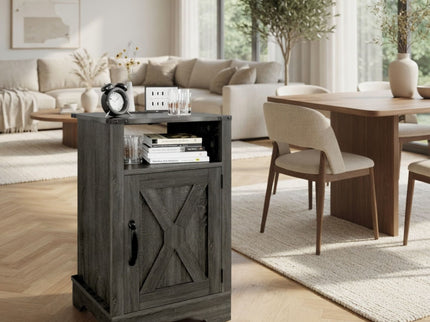Farmhouse Nightstand, Charging Station & Storage