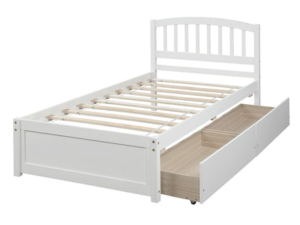 Platform Storage Bed Wood Bed Frame With Two Drawers And Headboard