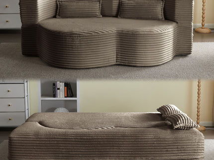 Floor Convertible Sleeper Sofa Bed With 2 Pillows