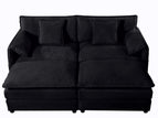 Black / 2 Seater Sectional Sofa With 2 Ottomans