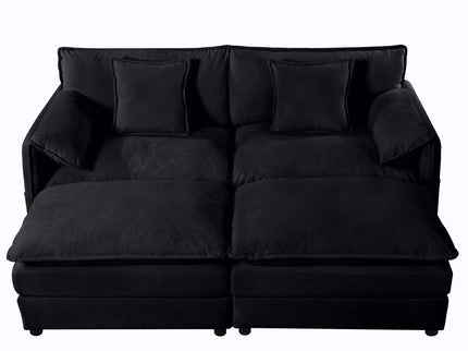 Modern Comfy Deep Seat Modular Sectional Sofa Cloud Couch With Ottoman