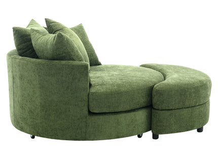 360° Swivel Accent Barrel Chair With Storage Ottoman & 4 Pillows, Modern Leisure Chair Round Accent For Living Room