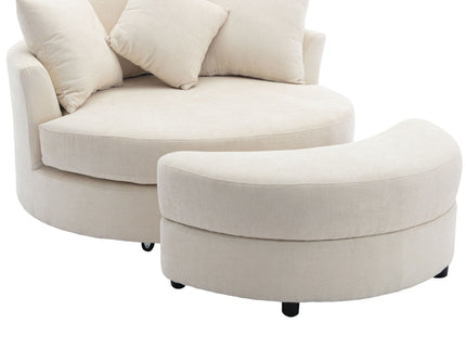 360° Swivel Accent Barrel Chair With Storage Ottoman & 4 Pillows, Modern Leisure Chair Round Accent For Living Room