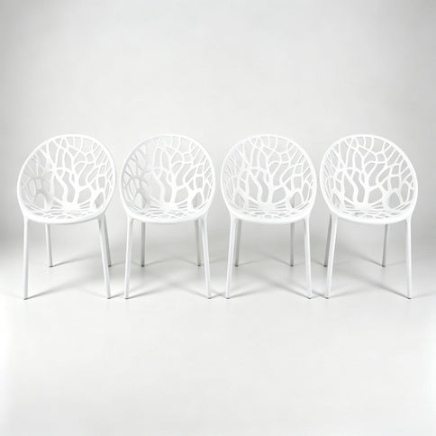 Dining Chair, Transparent Shell Design For Home (Set of 4) - White