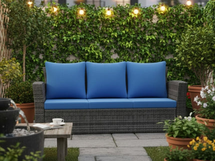 All-Weather Wicker 3 Seat Patio Sofa With Thick Cushions