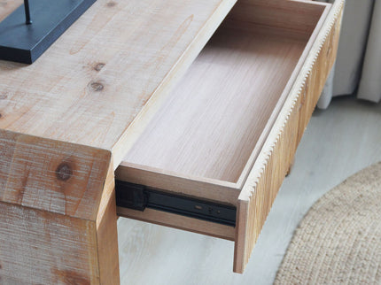 Rustic Modern Console Table With Drawer Storage - Natural Wood