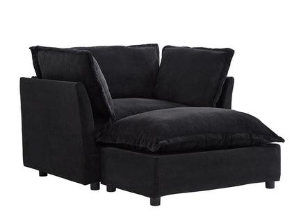 Modern Cozy Upholstered Armchair Sofa With Movable Ottoman