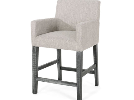 Charmed Upholstered Counter Stool With H Frame Base And Round Arms