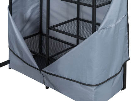 Loft Bed With Desk, Shelves, Power Outlet, LED Light And Wardrobe