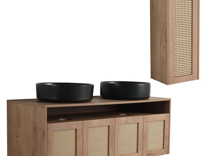 Bathroom Vanity With Art Sink And Side Cabinet, Float Mounting Design