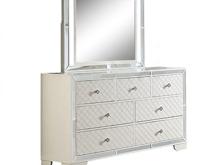 1 Piece Dresser With Diamond-Shaped Knob Handles, Bedroom Furniture - Cream