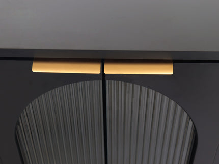 Accent Cabinet Lacquered Wooden Cabinet With 4 Glass Doors Sideboard Buffet Server Cabinet Storage Cabinet, For Living Room, Entryway, Hallway, Office, Kitchen And Dining Room