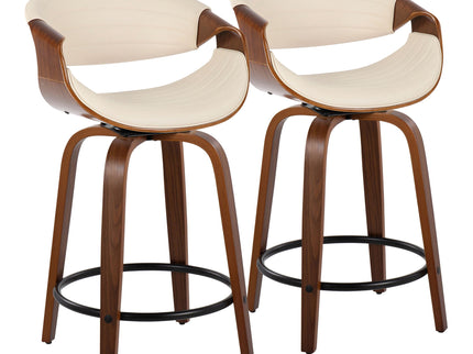 Symphony - Mid Century Modern Fixed Height Counter Stool With Swivel With Round Footrest (Set of 2)