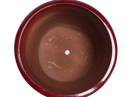 3 Pieces Ceramic Flowerpot, Planter For Patio & Garden Or Windowsills - Bean Paste Red