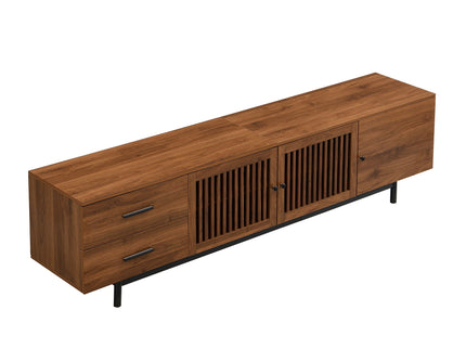 TV Stand, Media Console With 2 Drawers, Soft Closing Hinges, Adjustable Shelves - Walnut