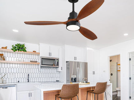 Ceiling Fan With Reversible DC Motor, LED Light, Solid Blades, Remote Control