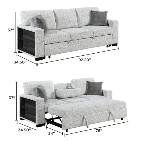Prato - Sofa With Pull Out Sleeper And USB - Gray