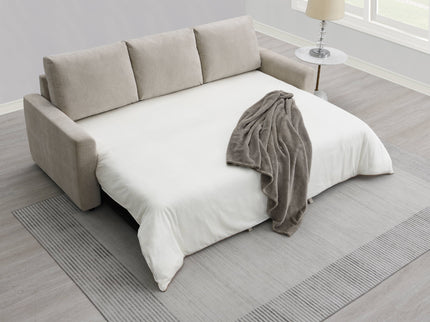 Leira - Linen Pull Out Sleeper Sofa - Beige