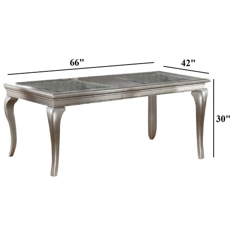 Rectangle Dining Table With Carved Accents - Champagne / Silver