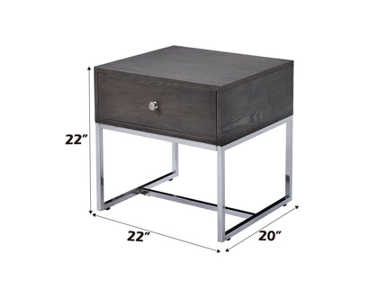 Iban - End Table - Gray Oak / Chrome