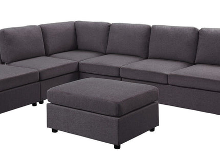 Cassia - 7 Seat Reversible Modular Sectional Sofa With Ottoman