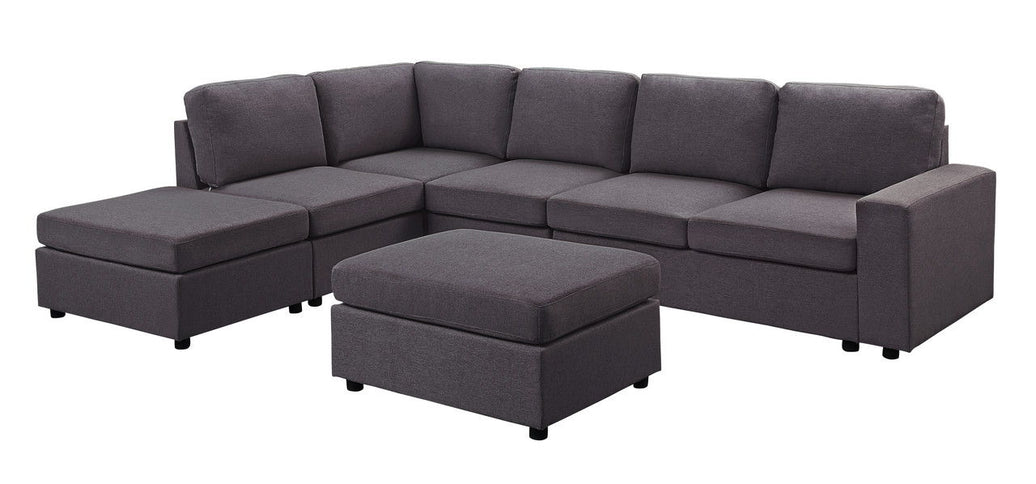 Cassia - 7 Seat Reversible Modular Sectional Sofa With Ottoman