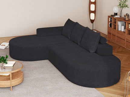 Modern Curved Sofa, L-Shaped Modular Sectional Set With 3 Pillows