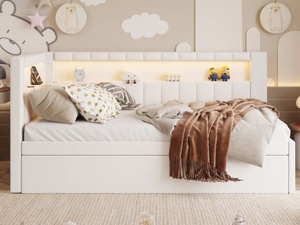 Upholstered Platform Bed With USB Ports And LED Belt
