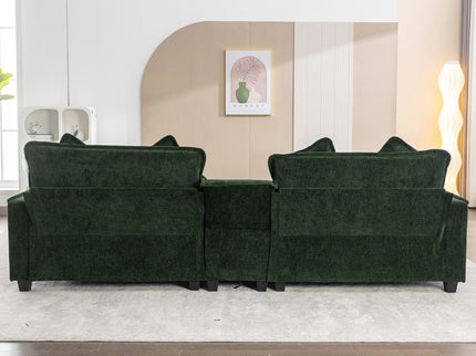 Sectional Sofa Upholstered Sofa With Two Removable Ottoman, Two USB Ports, Two Cup Holders And Large Storage Box For Living Room