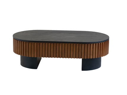 Elliptical Living Room Coffee Table With Hidden Storage And Removable Tabletop