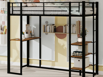 Bunk Bed With L-Shaped Desk And Dual Side Stairs