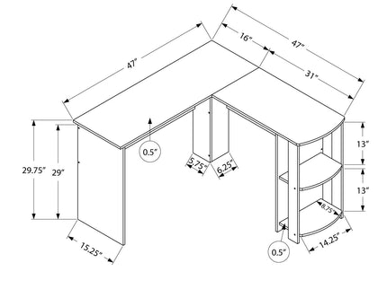 Computer Desk, Home Office, Corner, Storage Shelves, L Shape, Laptop, Contemporary & Modern