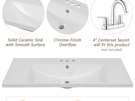 Modern Bathroom Vanity With Sink, Freestanding With Drawers And Doors
