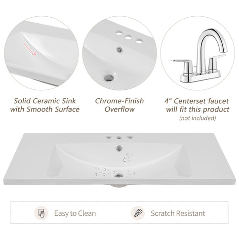Modern Bathroom Vanity With Sink, Freestanding With Drawers And Doors
