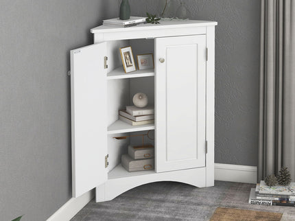 Triangle Bathroom Storage Cabinet With Adjustable Shelves, Freestanding Floor Cabinet For Home Kitchen