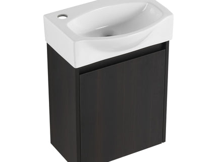 Modern Bathroom Vanity With Ceramic Basin, Wall Mounted Floating Sink Combo, Storage Cabinet